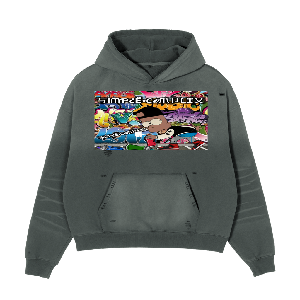 Frayed Sunfade Boxy Fleece Hoodie