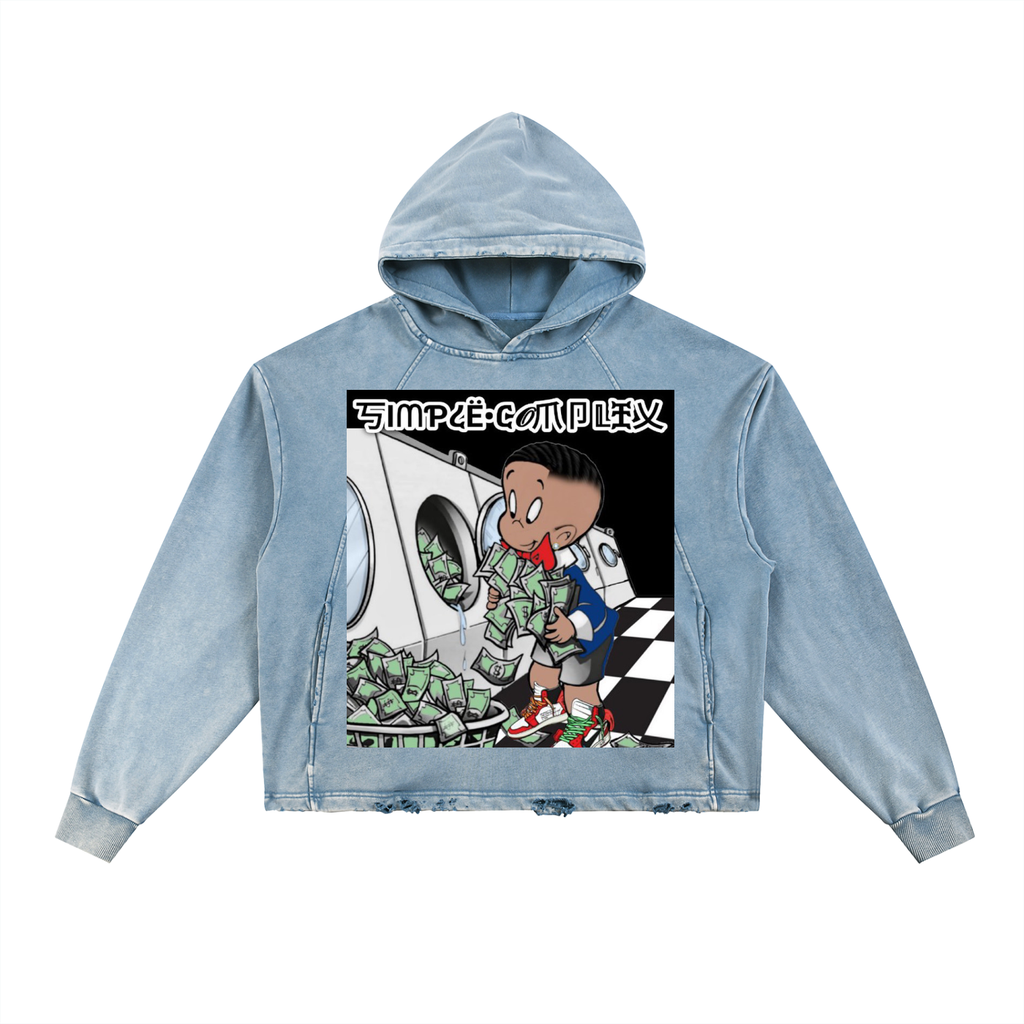 Vintage Washed Frayed-Hem Hoodie