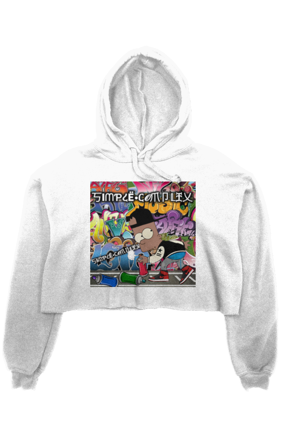 Black Bart Simpson Graffiti Crop Fleece Hoodie