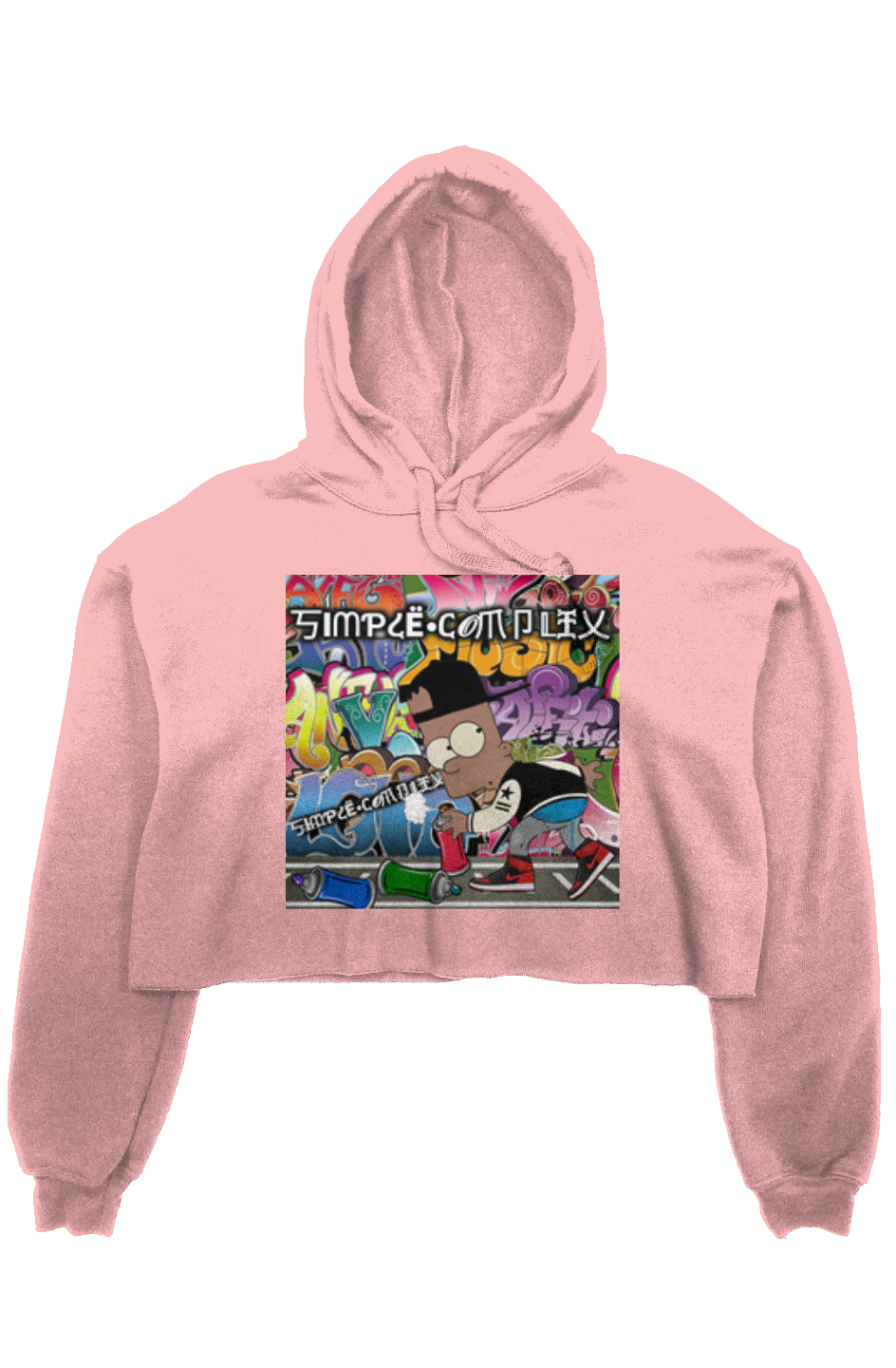 Black Bart Simpson Graffiti Crop Fleece Hoodie