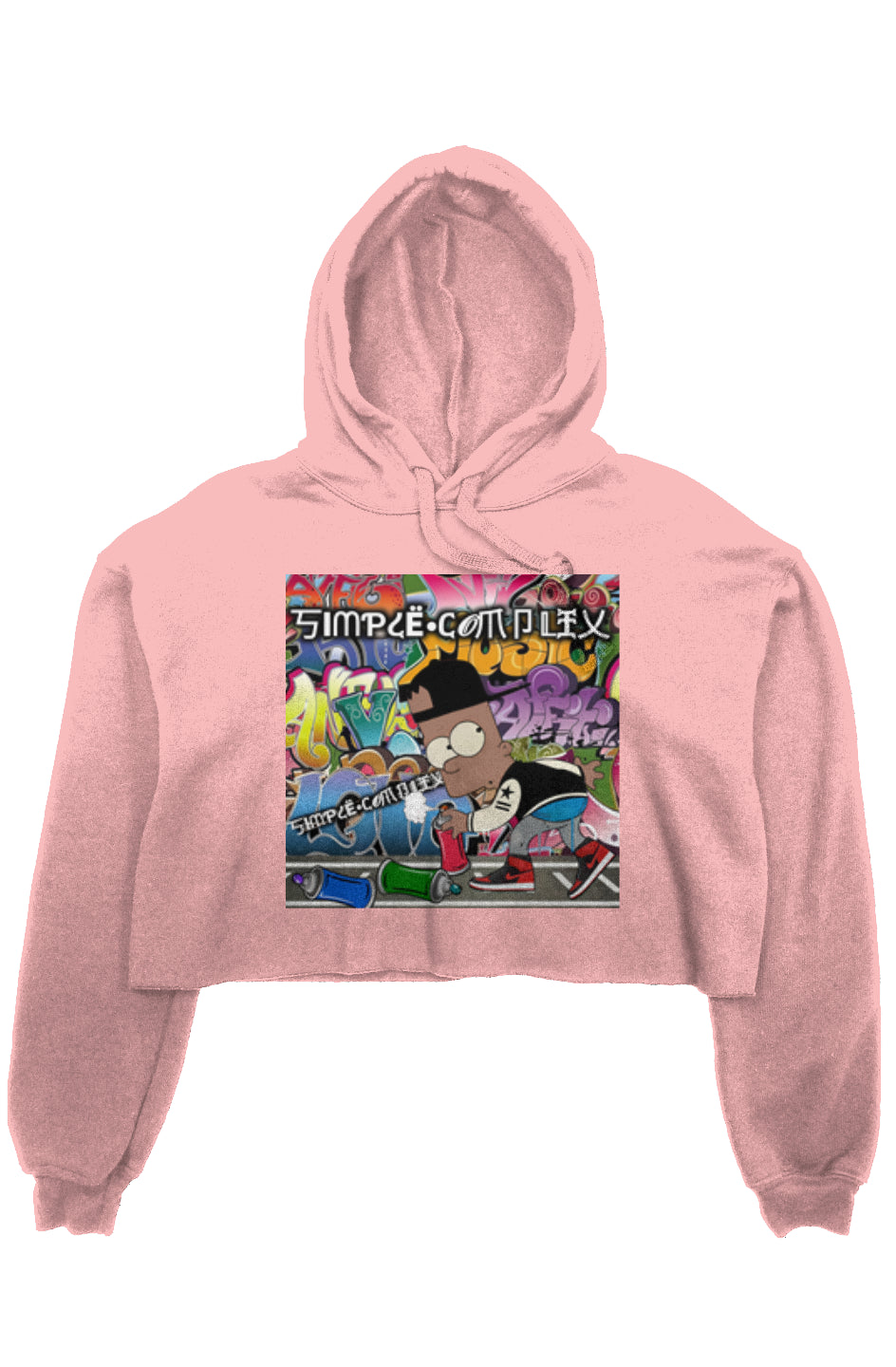 Black Bart Simpson Graffiti Crop Fleece Hoodie