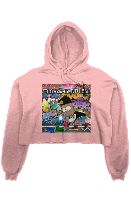 Black Bart Simpson Graffiti Crop Fleece Hoodie