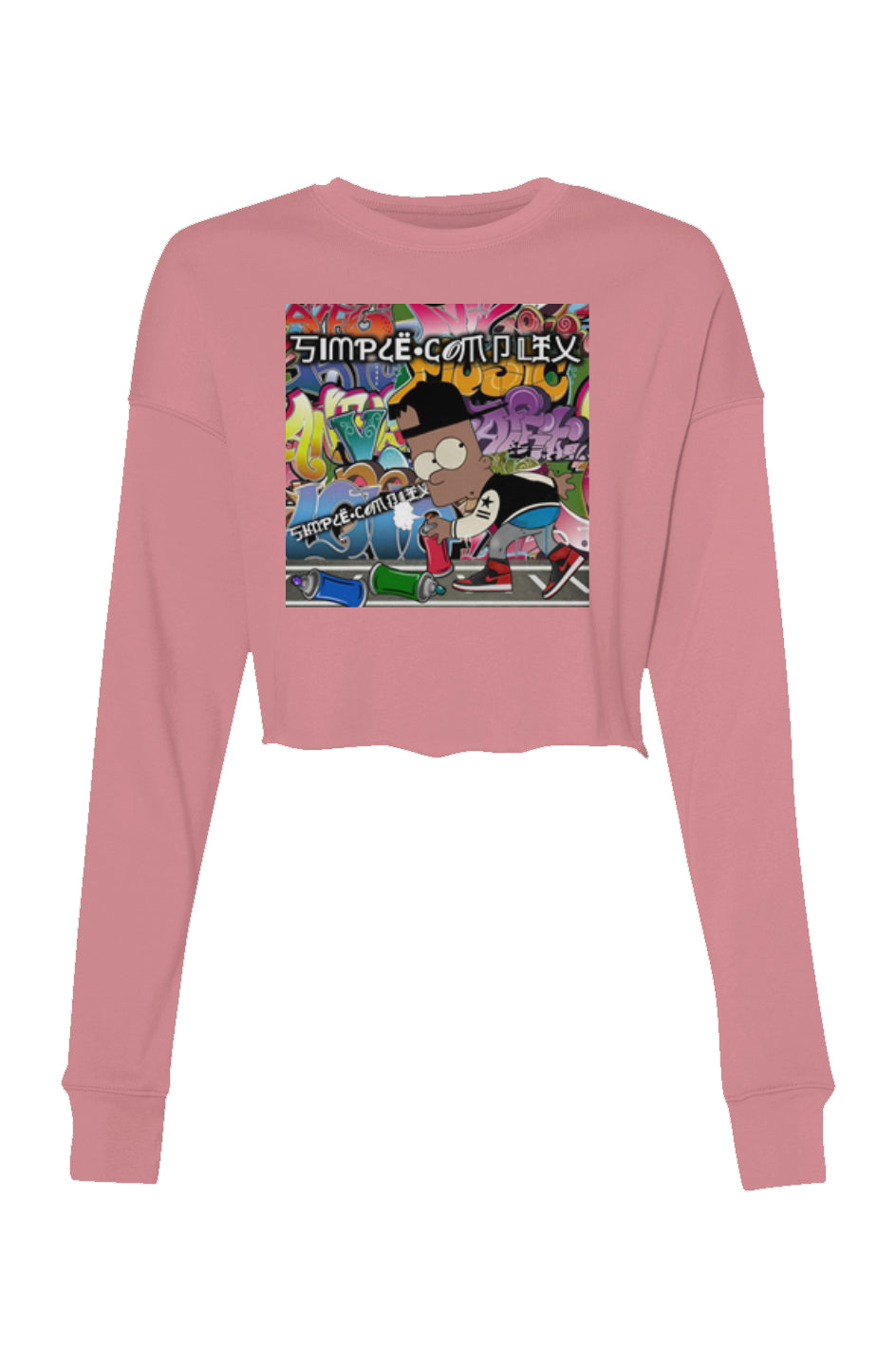 Black Bart Simpson Graffiti Crop Crew Fleece