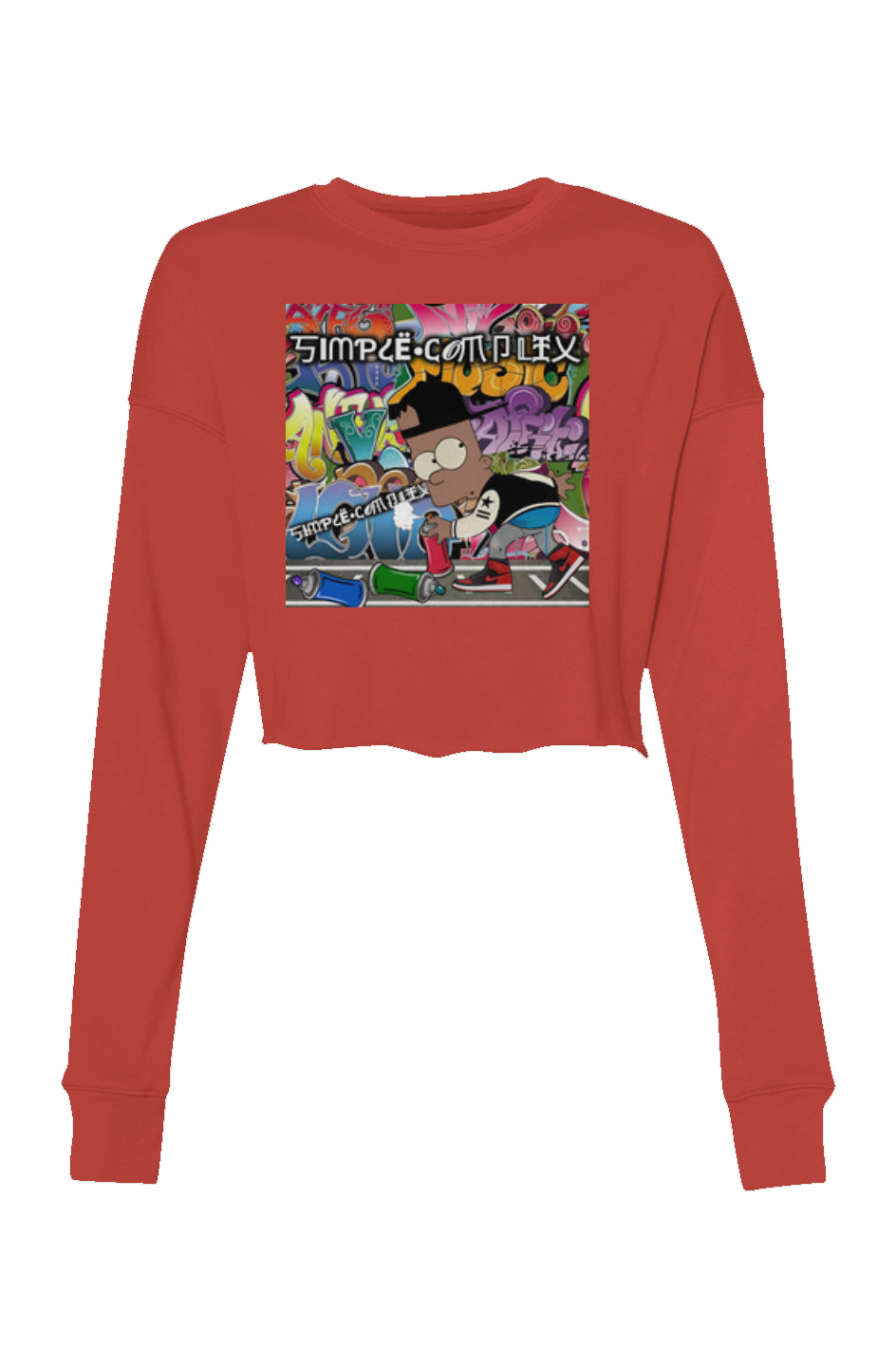 Black Bart Simpson Graffiti Crop Crew Fleece