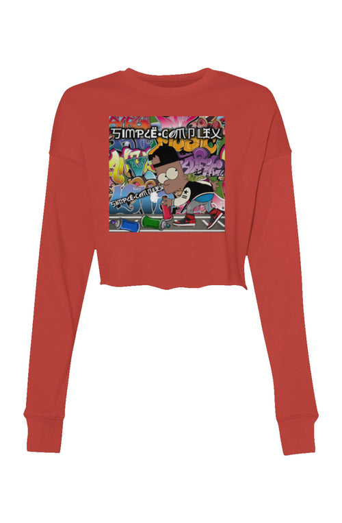 Black Bart Simpson Graffiti Crop Crew Fleece