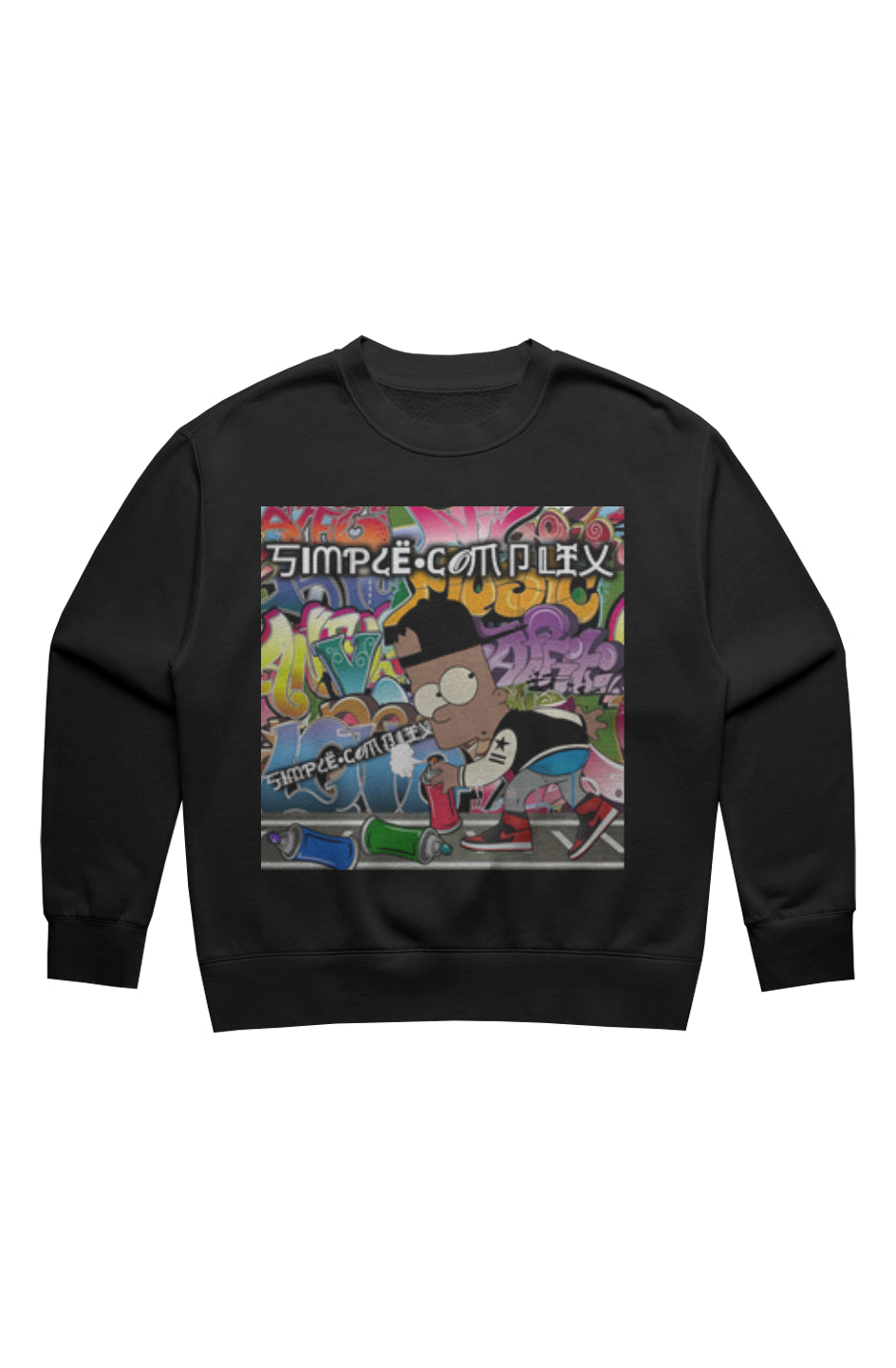 Black Bart Simpson Graffiti Womens Relax Faded Crew