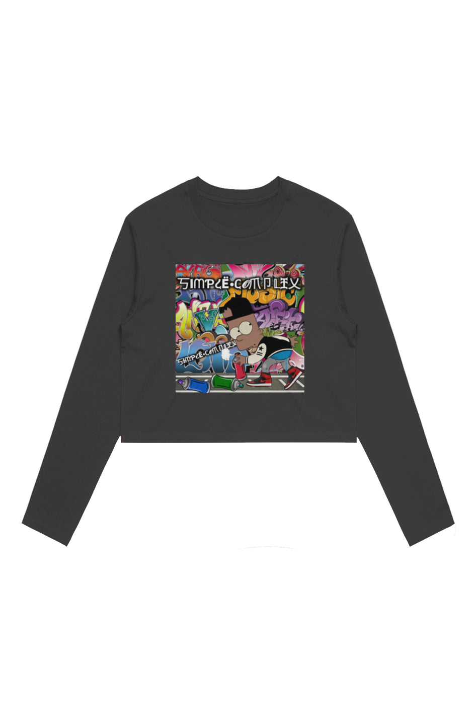 Black Bart Simpson Graffiti Wo's Crop L/S Tee
